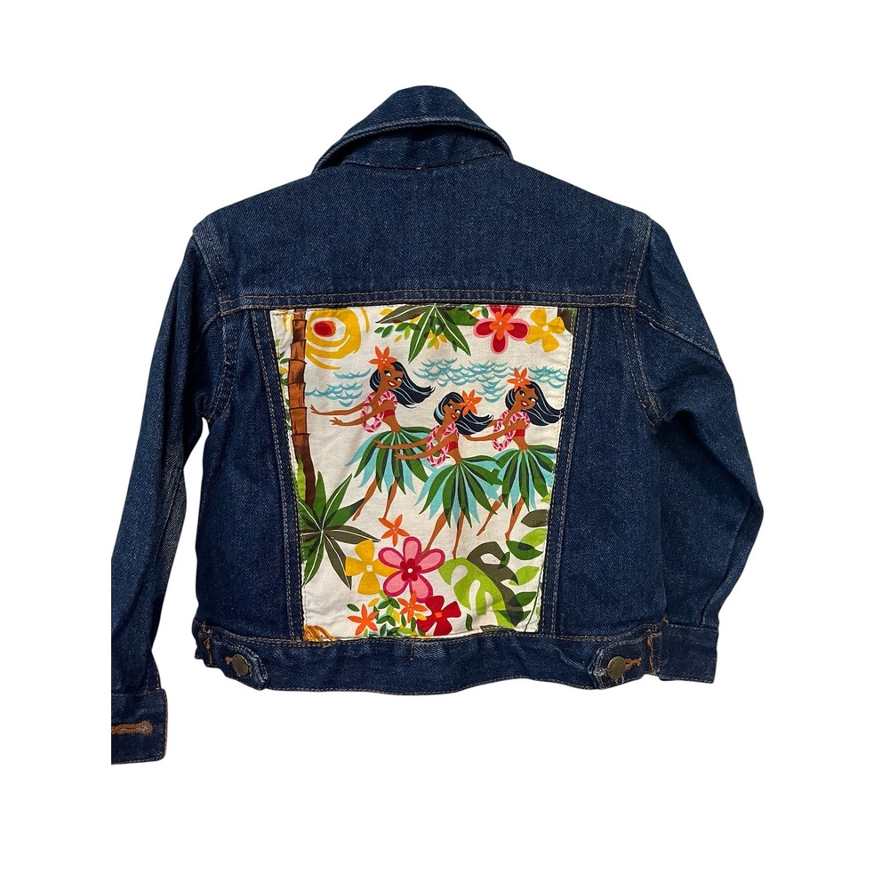 Hawaiian Hula Dancer Retro Youth Denim Jacket Girls 2T
